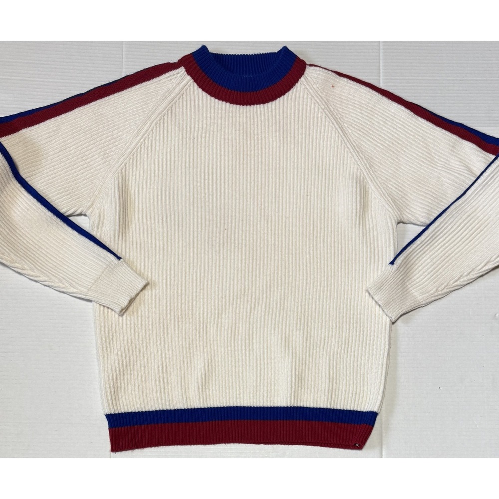 K-MART - Women's Vintage USA Red White Blue Knit Ski‎ Pullover Sweater - Large